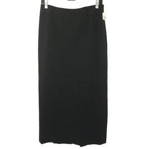 Rafaella Petites Long Skirt Womens Size 8P Back Zip Slit Career Wear Black NEW